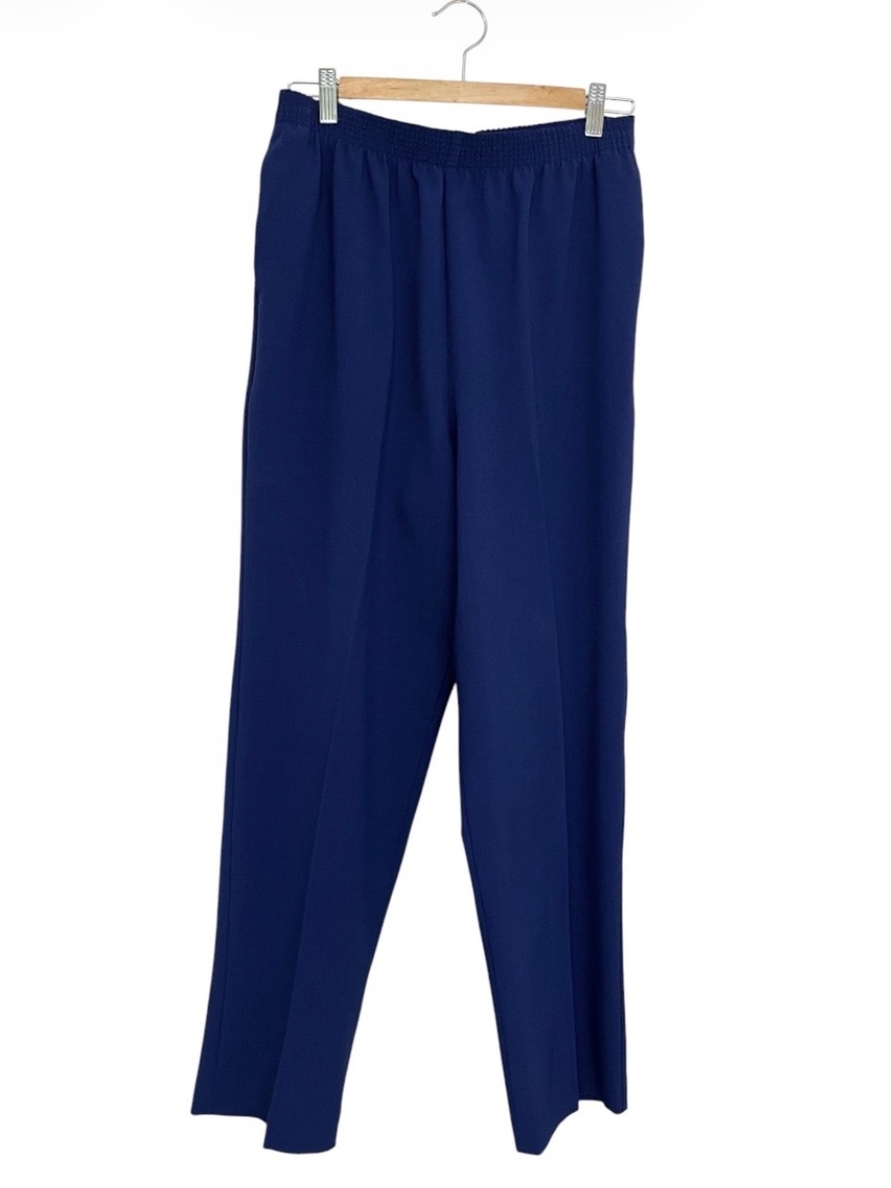 Vintage Allison Daley Navy Elastic-Waist Straight-Leg Trousers
